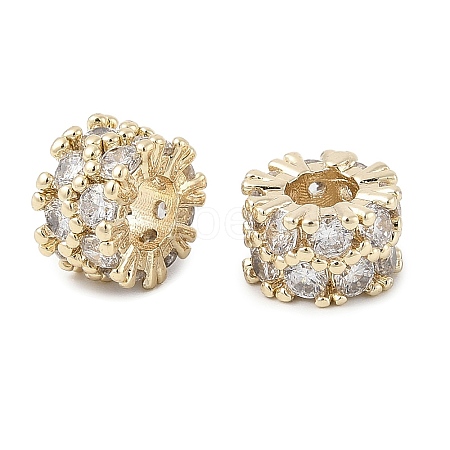 Brass Micro Pave Cubic Zirconia Beads KK-K297-45KCG-1