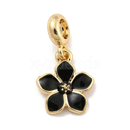 Rack Plating Alloy Enamel Flower European Dangle Charms FIND-B034-55G-06-1