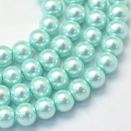 Baking Painted Pearlized Glass Pearl Round Bead Strands X-HY-Q330-8mm-45-1