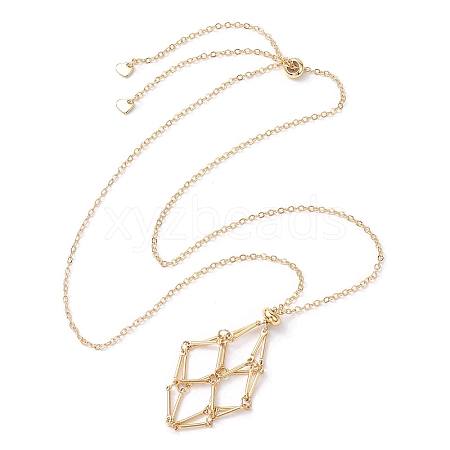 Crystal Stone Cage Pendant Necklaces NJEW-JN04766-02-1