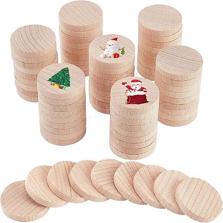 Unfinished Wooden Discs WOOD-WH0030-12-1