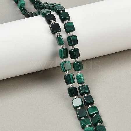 Natural Malachite Beads Strands G-L630-A01-7x7mm-1