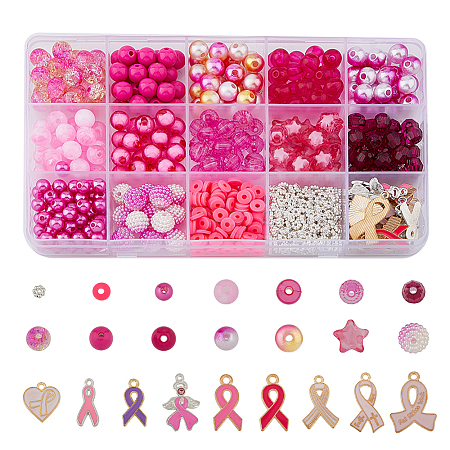 SUPERFINDINGS DIY Cancer Awareness Jewelry Making Finding Kit DIY-FH0005-56-1