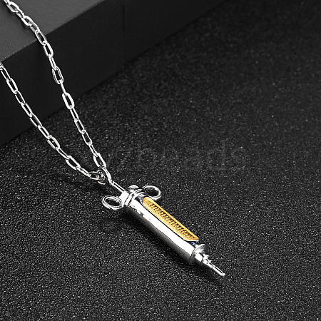 Stylish Stainless Steel Syringe Shaped Pendant Necklaces for Women's Daily Wear PP8422-1