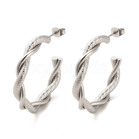 304 Stainless Steel Ring Stud Earrings EJEW-D101-05P-1