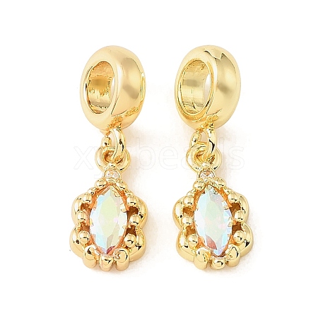 Brass Micro Pave Clear Cubic Zirconia European Dangle Charms CU-CBA9CBD-10G-1