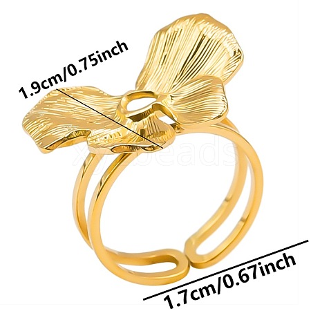 304 Stainless Steel Butterfly Shape Cuff Rings QJ2563-2-1