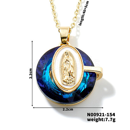 Luxury Fashionable American and European Style Brass Glass Virgin Mary Pendant Necklaces for Women DB7560-9-1