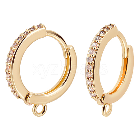 10Pcs Brass Micro Pave Cubic Zirconia Huggie Hoop Earring Findings KK-BBC0009-40-1