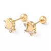 Paw Print Bow Brass Micro Pave Clear Cubic Zirconia Cartilage Earrings EJEW-L289-03G-02-1