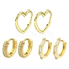 3Pairs 3 Style Clear Cubic Zirconia Heart & Rectangle & Ring Hoop Earrings EJEW-YW0001-05-2