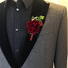 CRASPIRE daSilk 2Pcs Rose Flower Silk Brooch with Plastic AJEW-CP0001-64-6