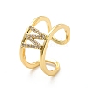 Clear Cubic Zirconia Initial Letter Open Cuff Ring RJEW-A012-01G-W-2