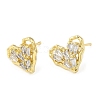 Cubic Zirconia Heart Stud Earrings EJEW-G353-03G-1