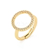 Round Ring Brass Micro Pave Clear Cubic Zirconia Adjustable Rings RJEW-G309-14G-1