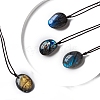 Natural Labradorite Oval Pendant Necklaces PW-WGBBC83-01-4