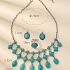 Oval Bohemian Style Synthetic Turquoise Pendant Necklaces & Dangle Earrings & Rings Sets FS-WG356F5-01-3