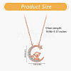 Chinese Zodiac Necklace Monkey Necklace 925 Sterling Silver Rose Gold Monkey on the Moon Pendant Charm Necklace Zircon Moon and Star Necklace Cute Animal Jewelry Gifts for Women JN1090I-2