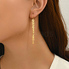 Fashionable Retro Brass Leaf Tassel Hoop Earrings NP2423-4