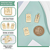 6Pcs 3 Style Embossed Brass Micro Pave Clear & Purple Cubic Zirconia Pendants ZIRC-BC0001-10-4