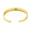 Brass Pave Green Cubic Zirconia Open Cuff Bangles for Women BJEW-M312-01A-G-3