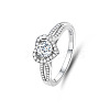 Rhodium Plated 925 Sterling Silver Micro Pave Moissanite Finger Rings for Women WGDE2BC-06-5