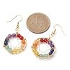 Natural Mixed Gemstone Round Beaded Dangle Earrings EJEW-JE05456-01-3