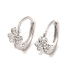 Rhodium Plated Sterling Silver Hoop Earrings with Rhinestone EJEW-D106-05P-1