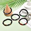 Round Natural Mixed Stone Beads Stretch Bracelet BJEW-JB06879-2