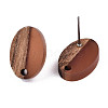 Resin & Walnut Wood Stud Earring Findings MAK-N032-004A-A06-3