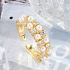 Brass Micro Pave Clear Cubic Zirconia Open Cuff Rings for Women RJEW-R011-07G-1