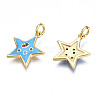 Brass Micro Pave Cubic Zirconia Enamel Charms ZIRC-Q200-025B-NF-2