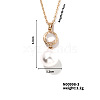 Brass Pave Rhinestone & Imitaiton Pearl Round Pendnat Shiny Women's Necklaces for Women NM0826-3-1