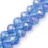 Electroplate Transparent Glass Beads Strands X-EGLA-N002-34B-C05-1