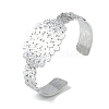 Non-Tarnish 304 Stainless Steel Oval Leaf Open Cuff Bangles for Women BJEW-U002-09P-1