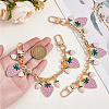 2Pcs Alloy Enamel Pink and Plum Strawberry Charm Cable Chain Bag Decorative Chains HJEW-BBC0001-30-3