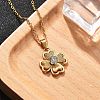 304 Stainless Steel Crystal Rhinestone Clover Pendant Necklaces for Women NJEW-Z056-03G-3