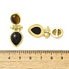 Brass Tiger Eye Stud Earrings EJEW-B120-05G-03-3