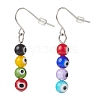 9 Pairs 9 Color Lampwork Evil Eye Round Beaded Dangle Earrings EJEW-JE05088-5