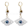 Glass Seed Bead Evil Eye Hoop Earrings EJEW-MZ00272-01-1