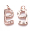 Brass Micro Pave Clear Cubic Zirconia Pendants ZIRC-Z008-39RG-2