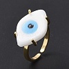 Lampwork Oval with Evil Eye Open Cuff Ring RJEW-I086-13G-05-1