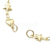 Brass Star Heart Link Chain Bracelet Making AJEW-JB01437-2