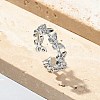 Butterfly Clear Cubic Zirconia Cuff Rings RJEW-G337-15P-1