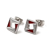 Rhombus 304 Stainless Steel Stud Enamel Earrings EJEW-A081-19P-2