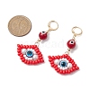 Glass Seed Bead Evil Eye Hoop Earrings EJEW-MZ00272-04-3