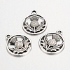 Tibetan Style Alloy Flat Round with Flower Scotland Thistle Pendants LS-TIBEP-24054-AS-FF-2