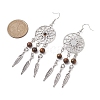 Alloy with Synthetic Howlite & Natural Mixed Stone Dangle Earrings EJEW-JE06067-3