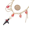 Teardrop Glass & Cross Alloy Pendant Necklaces NJEW-JN04962-3