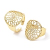 Rack Plating Brass Hollow Flower Open Cuff Ring with Cubic Zirconia RJEW-B044-20G-1